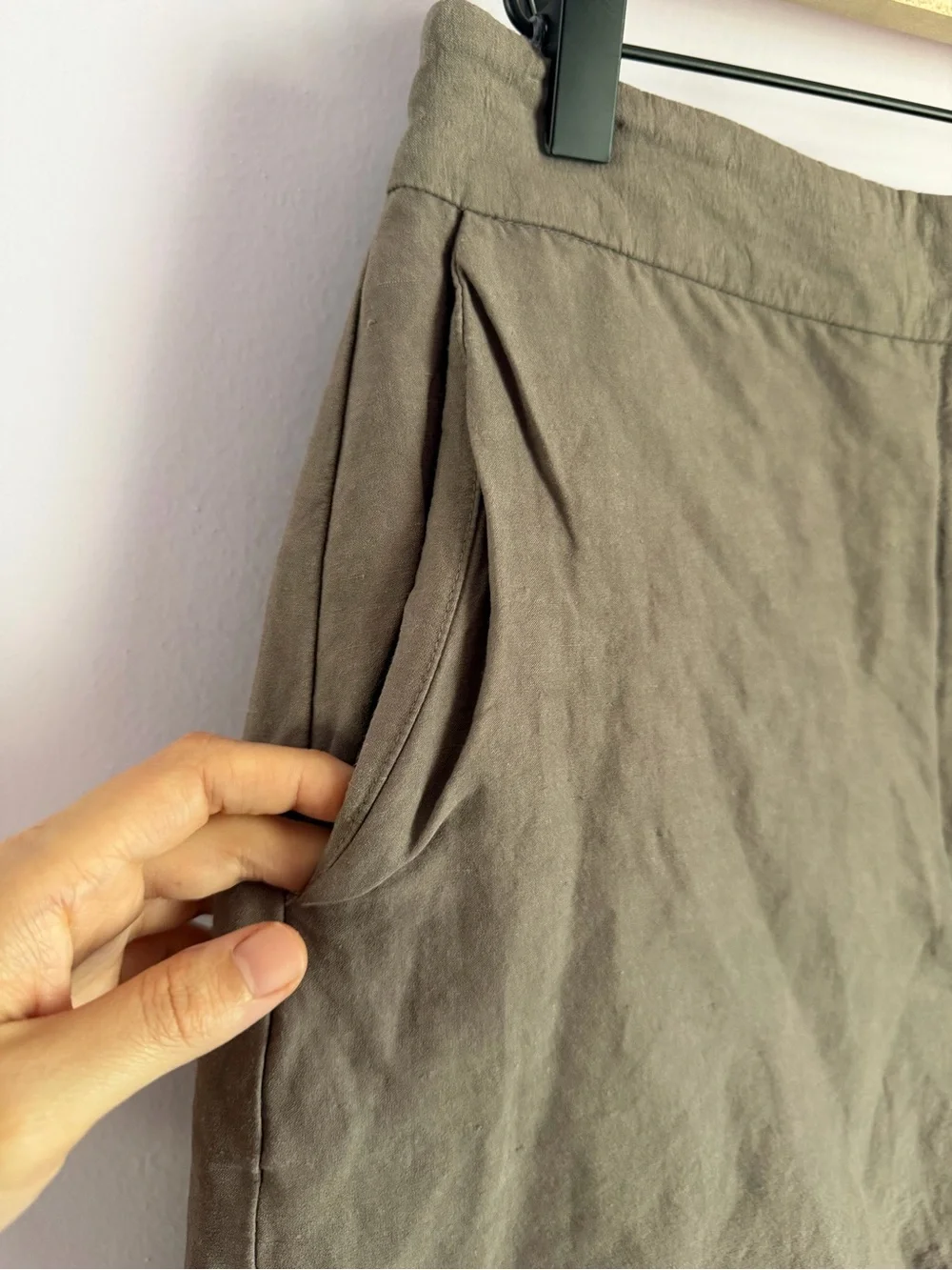 Aritzia Babaton High-Rise Chino Shorts Sable Brown Lined 10